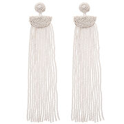 Kifungo long white tassel earrings
